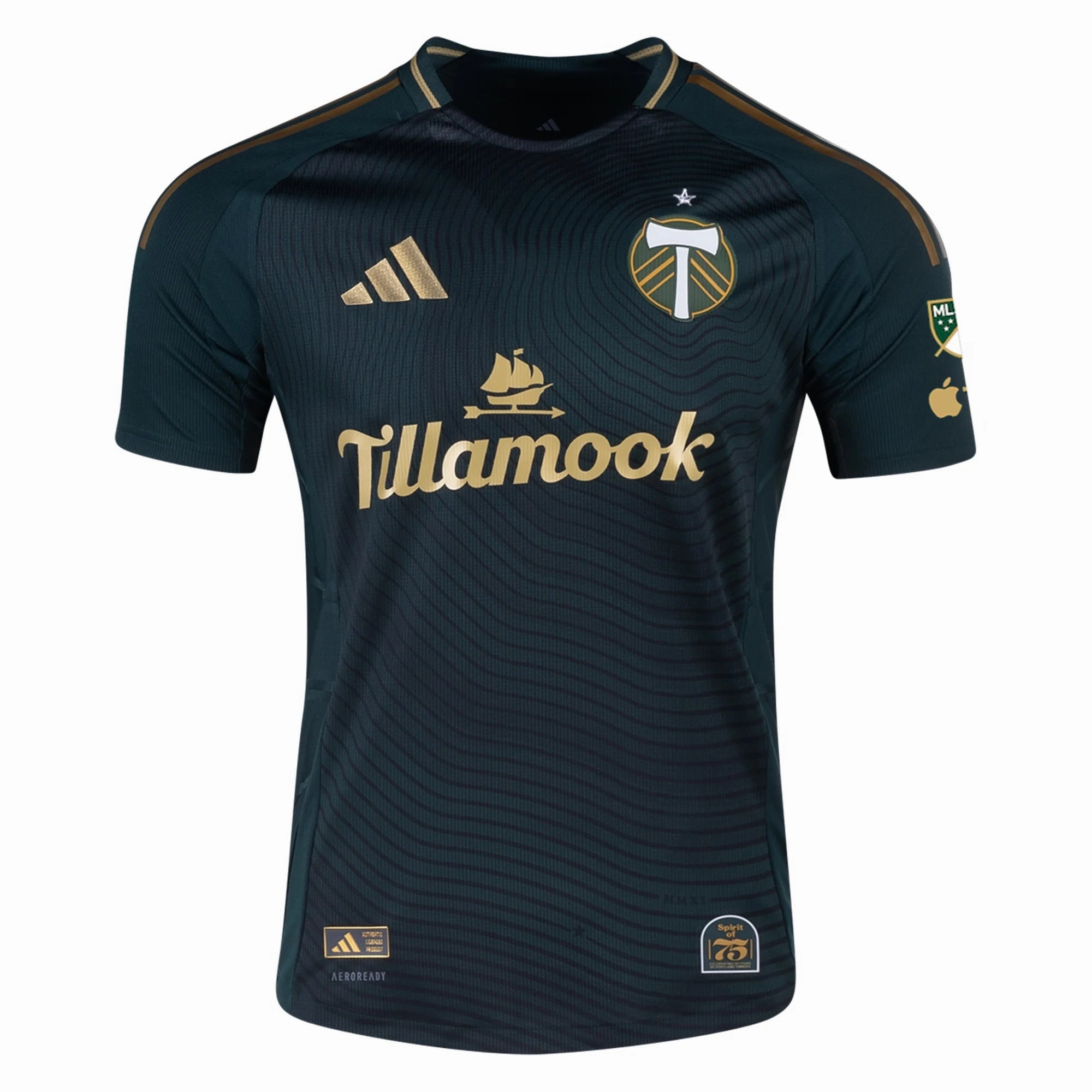 adidas Ariel Lassiter Portland Timbers Authentic Home Jersey w/ MLS & Apple Patch 25/26 (Green/Gold)