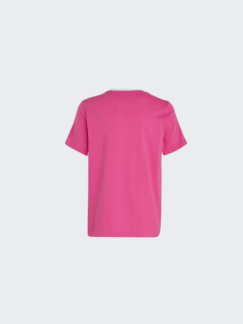 Adidas Essentials 3S Loose Fit Bf Kids-Girls Sportswear T-Shirt Fushia/White
