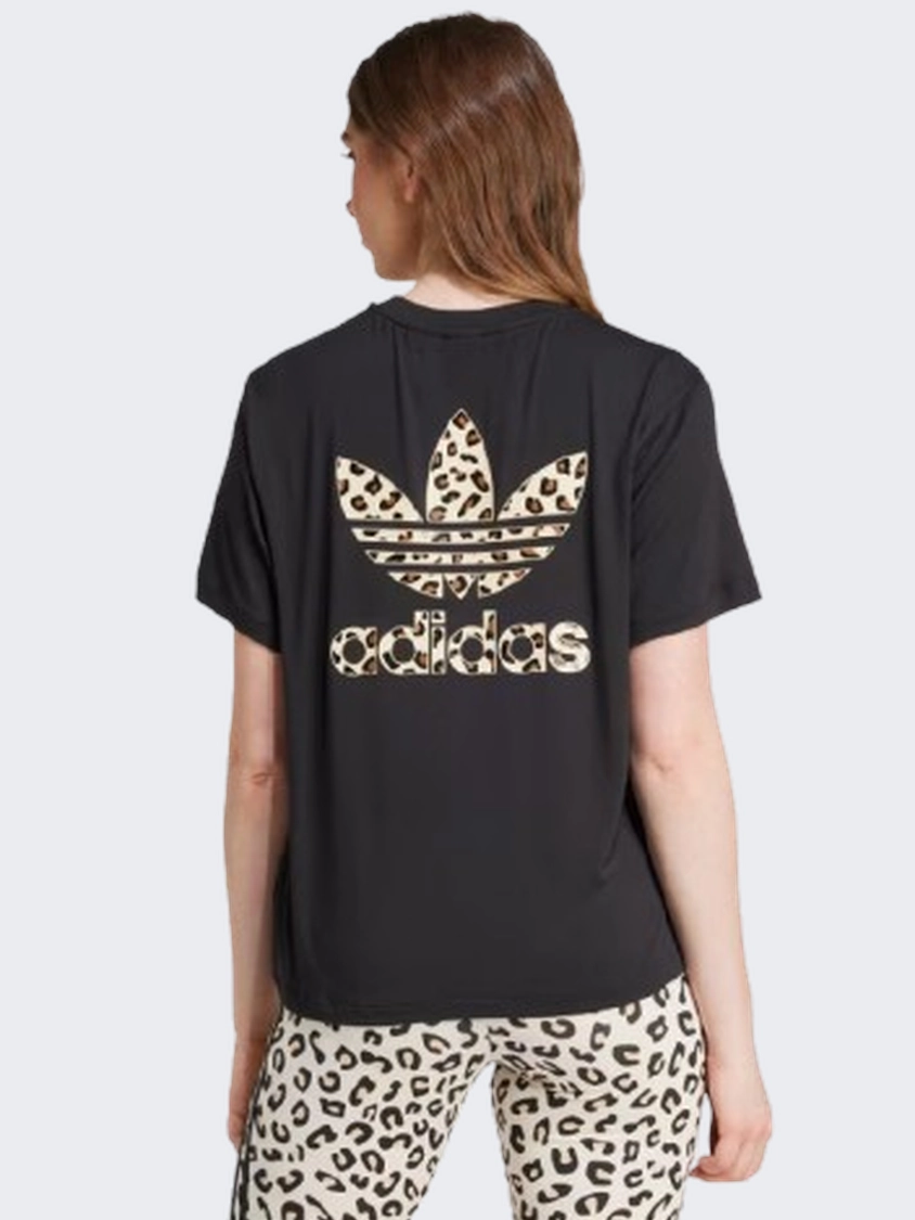 Adidas Leopard Trefoil Women Originals T-Shirt Black