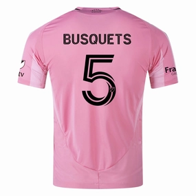 adidas Sergio Busquets Inter Miami CF Authentic Home Jersey 25/26 w/ MLS Patches   Sponsor (Easy Pink)