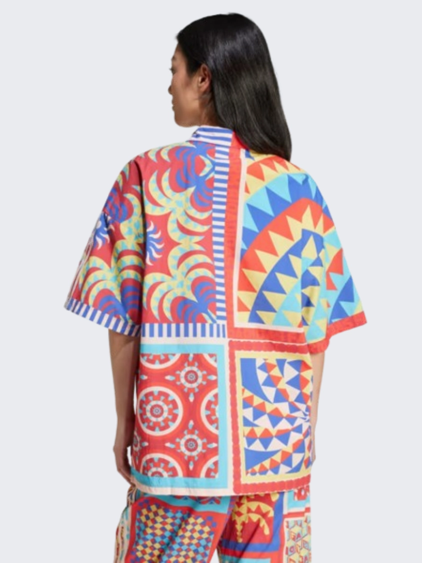 Adidas X Farm Rio Women Sportswear Shirt Blue/Orange/Red