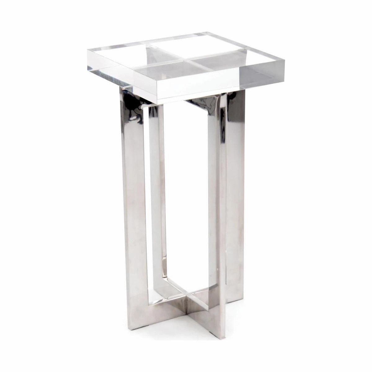 Alden Nickel And Crystal Martini Table - White - Steel
