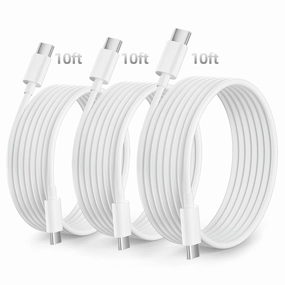 Bkayp BkaypCable -A03 USB C Cable 3 Pack 10ft Type C Charger Cords Fast Charging Compatible with iPhone 16/15 Samsung Galaxy White