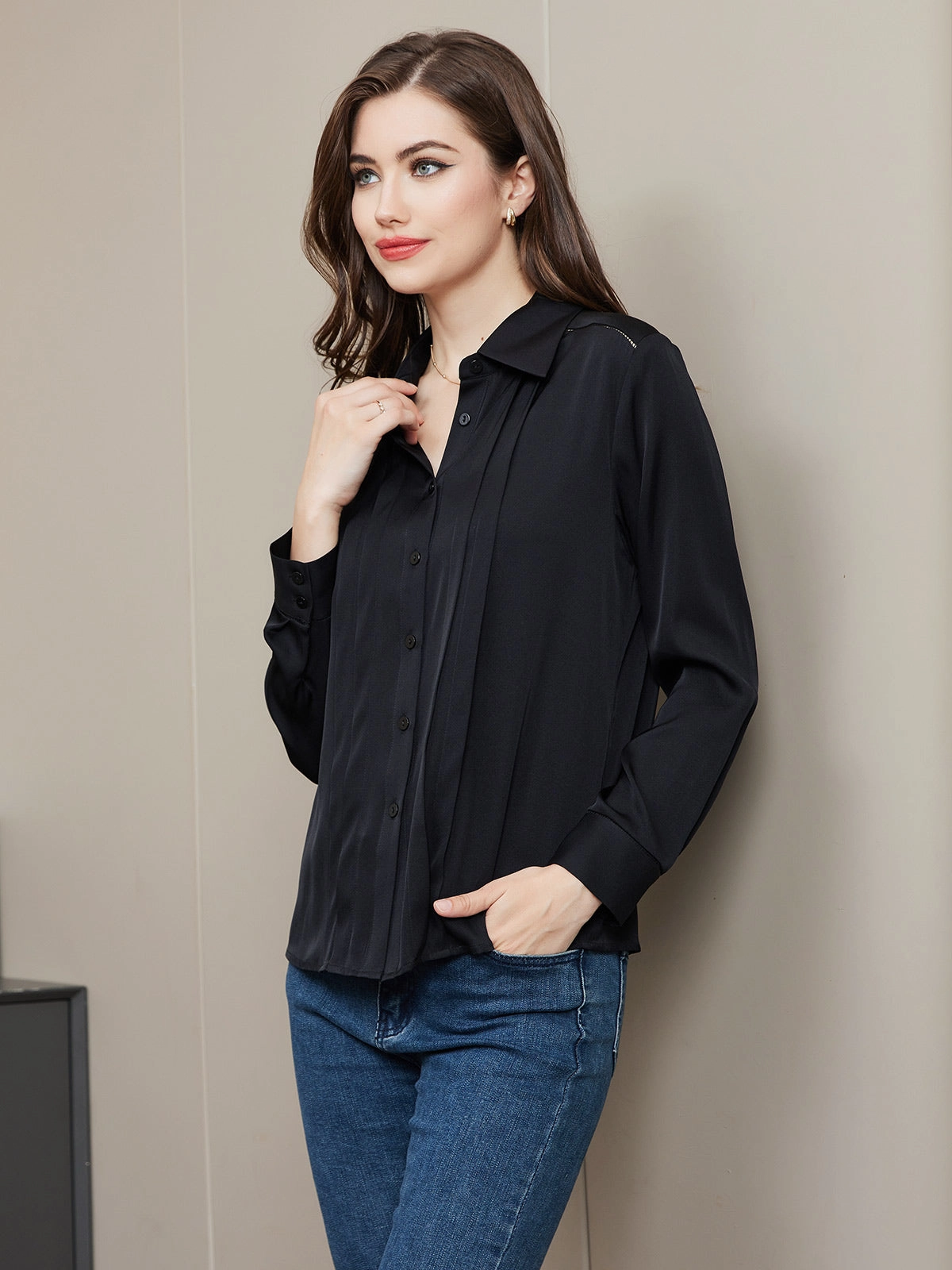 Clearance(US Warehouse) -Classic Button Silk Long Sleeve Shirt