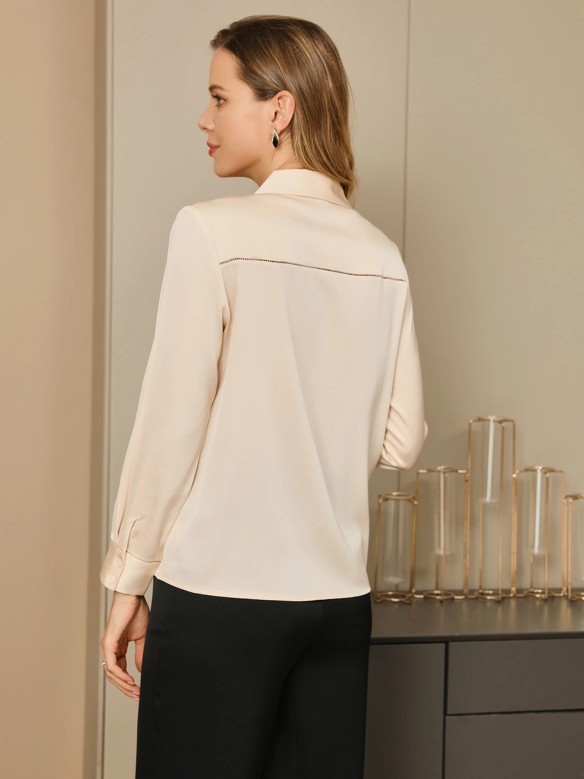 Clearance(US Warehouse) -Classic Button Silk Long Sleeve Shirt