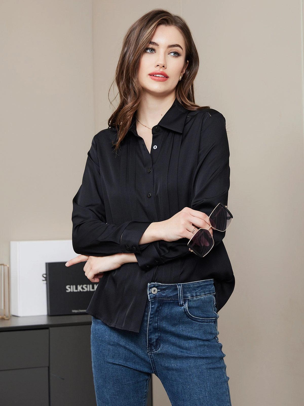 Clearance(US Warehouse) -Classic Button Silk Long Sleeve Shirt