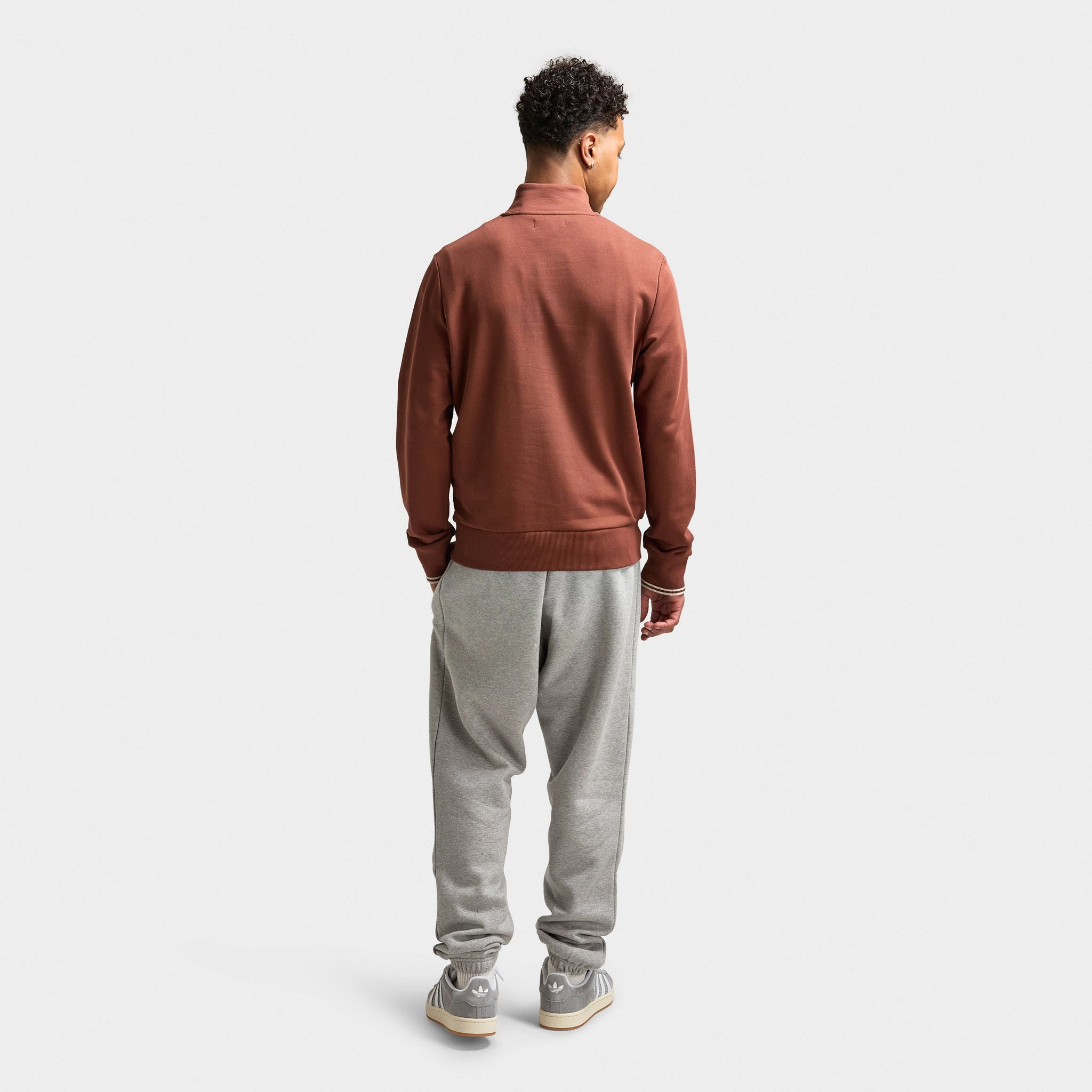 Fred Perry Half Zip Sweatshirt Whiskey Brown / Porridge Marl