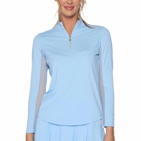 G Lifestyle Quarter Zip Sun Protection Golf Pullover Light Blue - SS25 Women