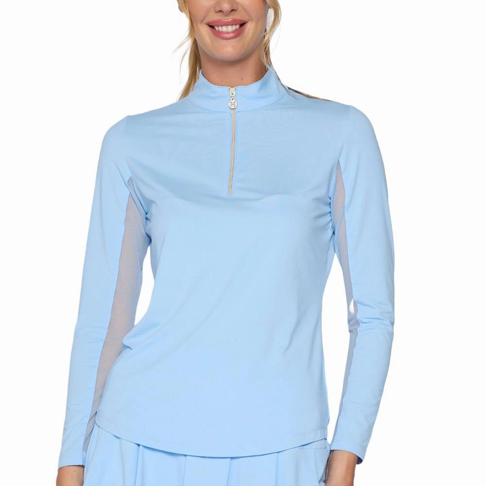 G Lifestyle Quarter Zip Sun Protection Golf Pullover Light Blue - SS25 Women