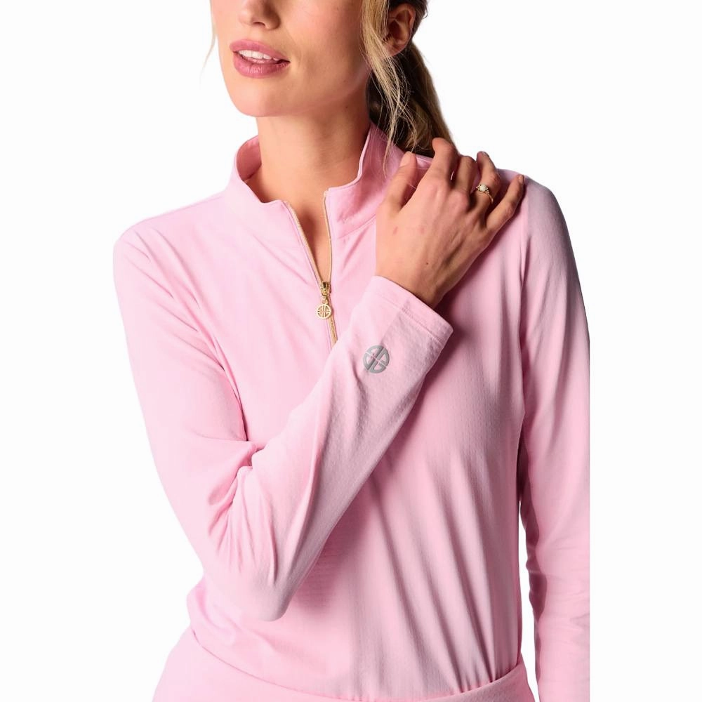 G Lifestyle Quarter Zip Sun Protection Golf Pullover Light Pink - SS25 Women