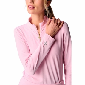 G Lifestyle Quarter Zip Sun Protection Golf Pullover Light Pink - SS25 Women