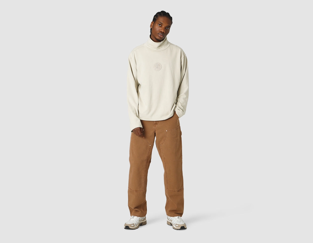 Honor The Gift Stamp Patch Turtle Neck  / Bone
