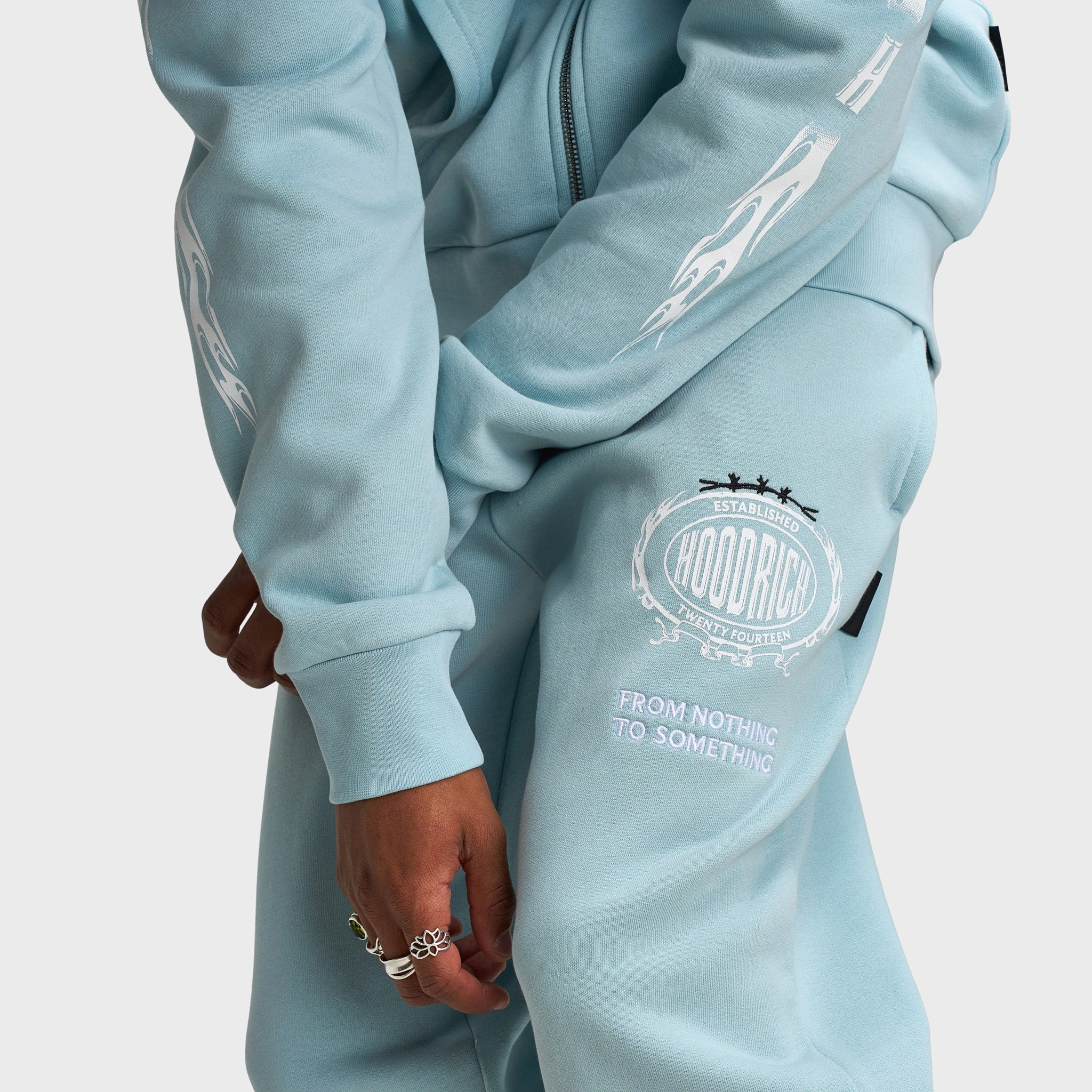 Hoodrich Noir Oversized Open Hem Joggers Sterling Blue / White - Anthracite