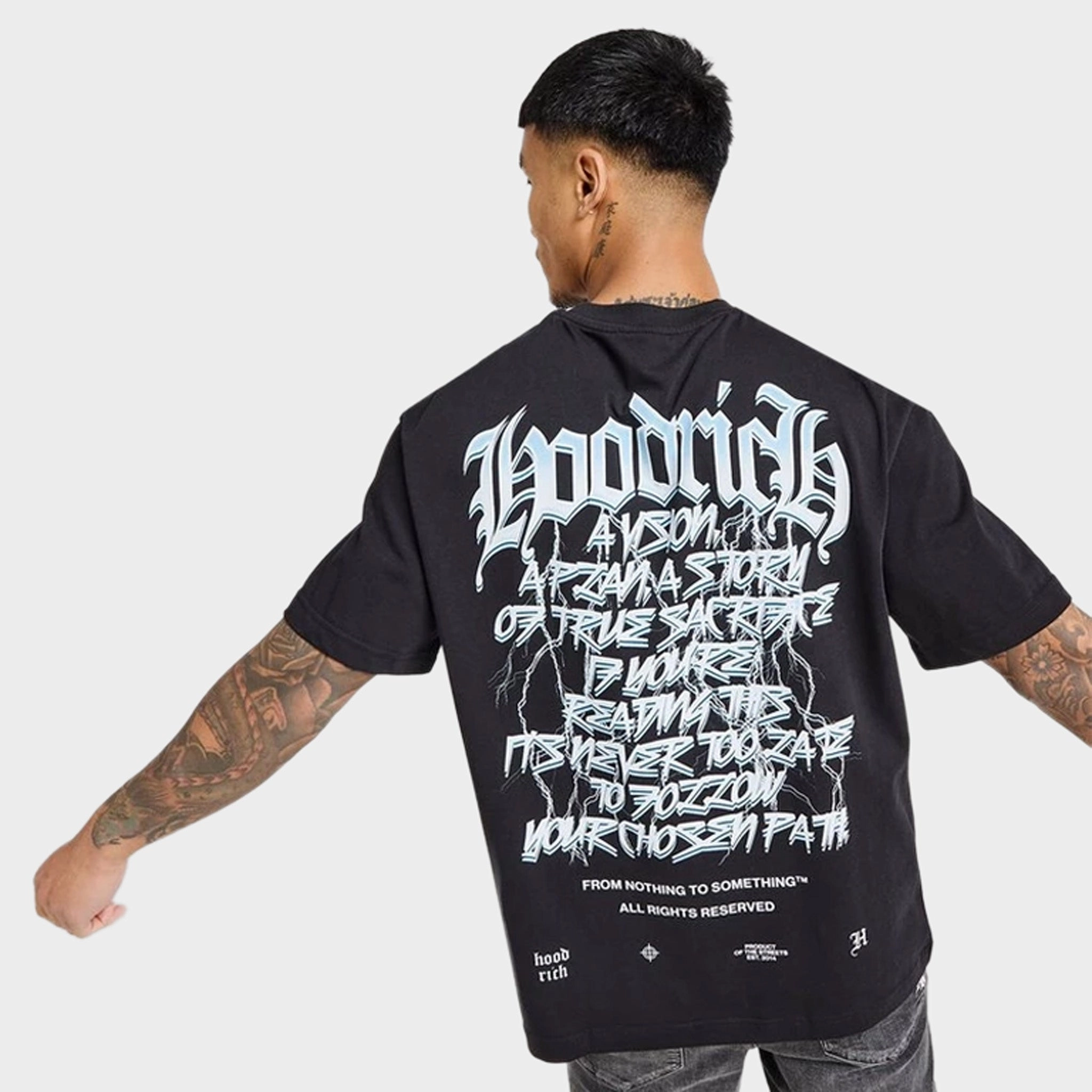 Hoodrich Tornado Oversized Graphic T-Shirt Black / White - Blue