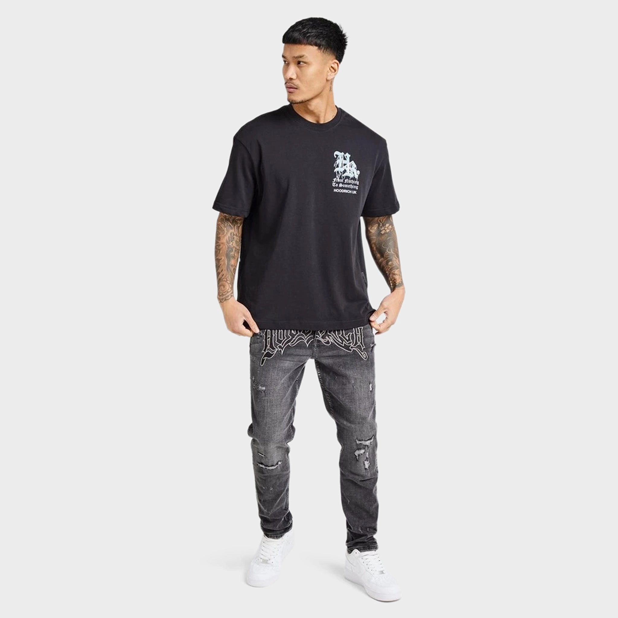 Hoodrich Tornado Oversized Graphic T-Shirt Black / White - Blue