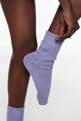 Knitted Ribbed Socks Purple