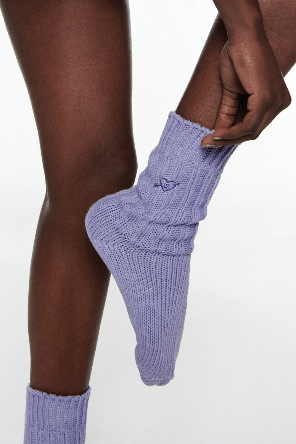 Knitted Ribbed Socks Purple