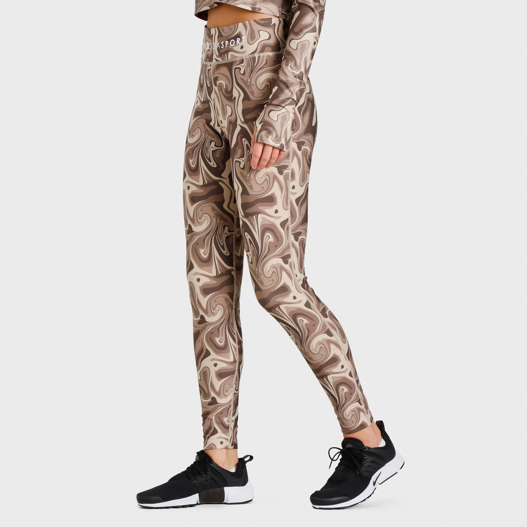 Pink Soda Sport Women's Swirl Tights Fossil / Light Taupe - Sandshell
