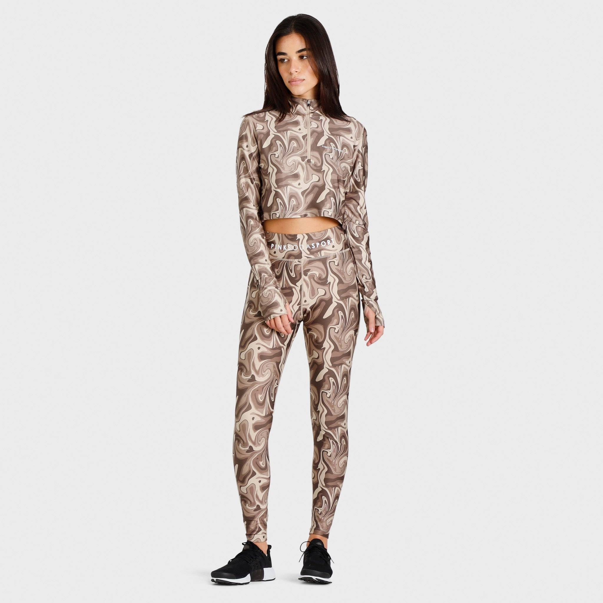 Pink Soda Sport Women's Swirl Tights Fossil / Light Taupe - Sandshell