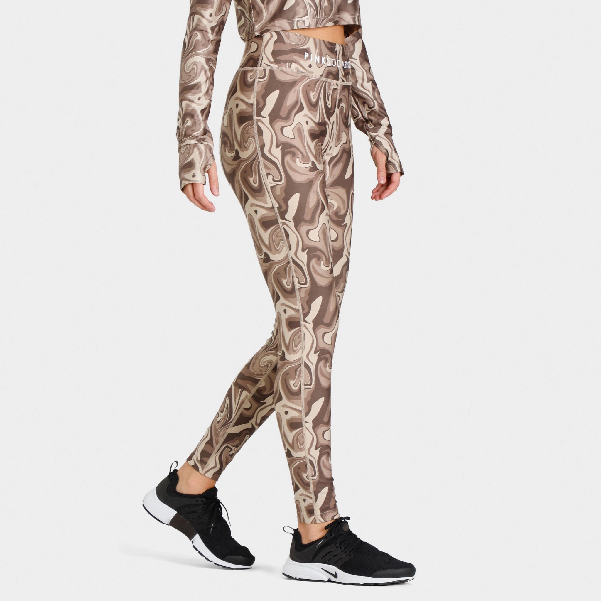 Pink Soda Sport Women's Swirl Tights Fossil / Light Taupe - Sandshell