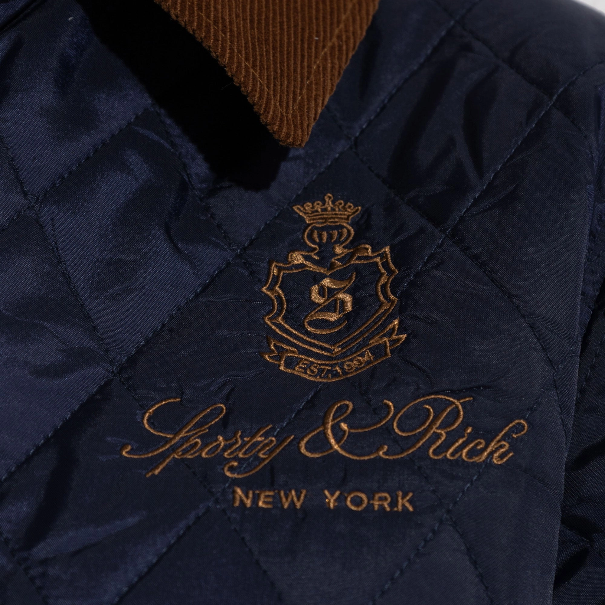 SPORTY & RICH | VENDOME NYLON QUILTED JACKET { NAVY
