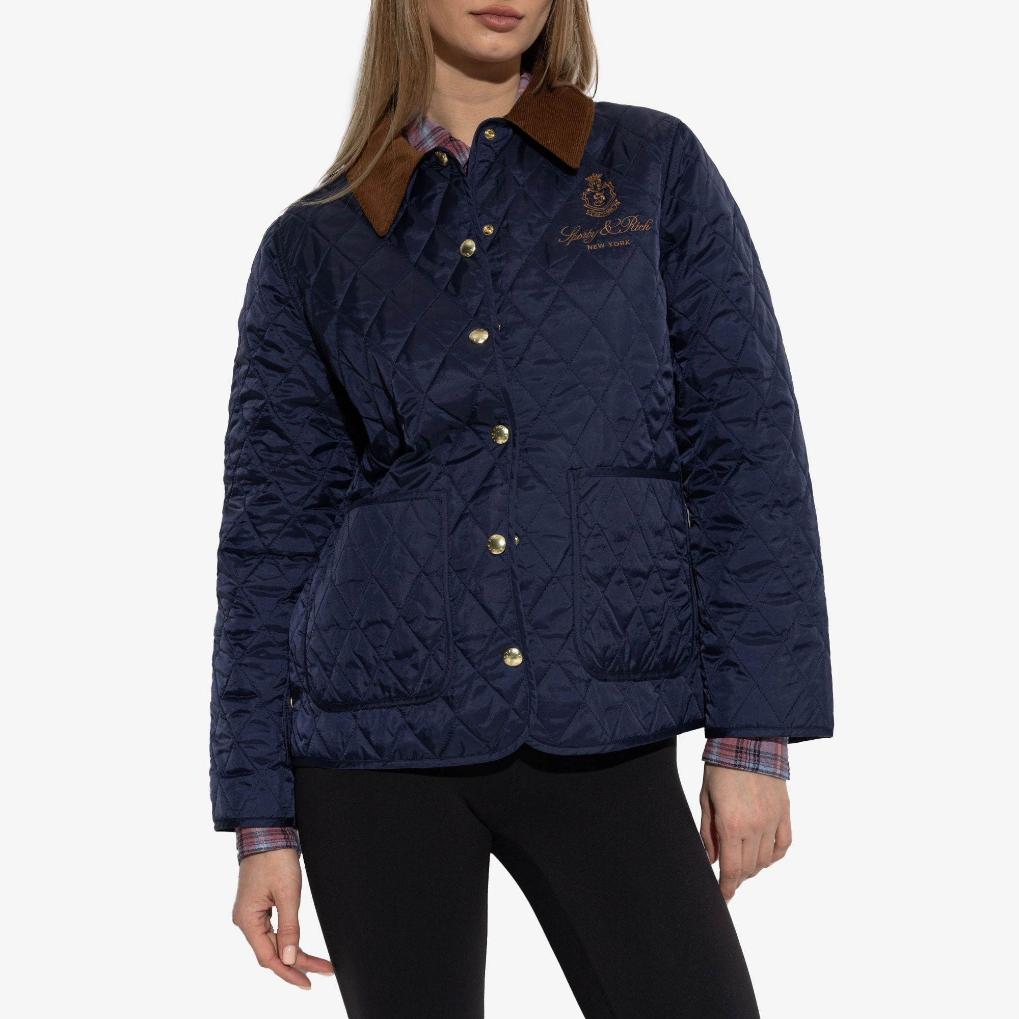 SPORTY & RICH | VENDOME NYLON QUILTED JACKET { NAVY