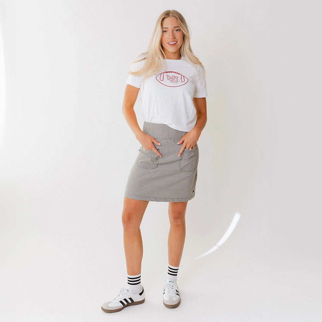 Utah Embroidered Boyfriend Tee, White Football