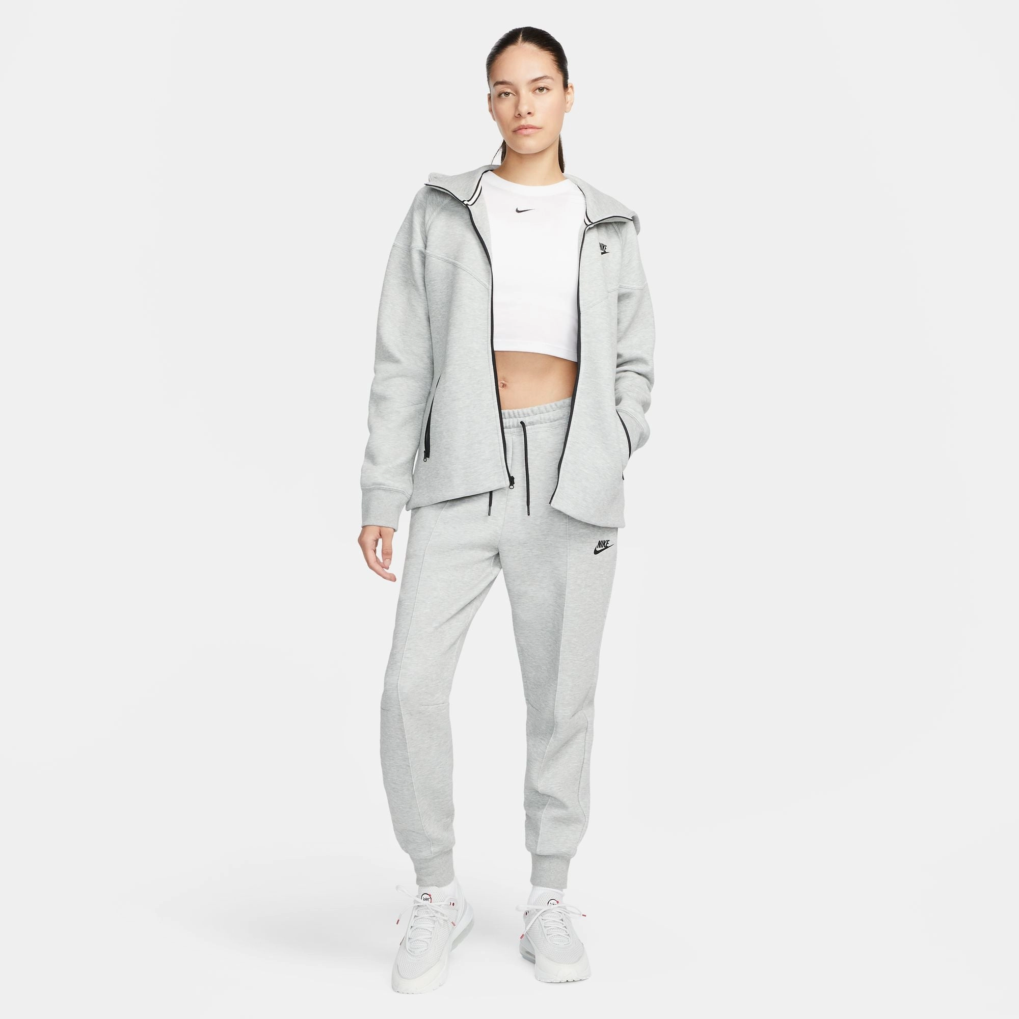 Women's Nike Sportswear Tech Fleece Windrunner - DK GREY HEATHER/BLACK